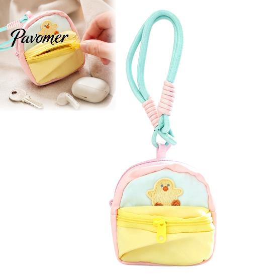 Lightweight Polyester Change Holder Small Coin Purse, Macaron Style Mini Backpack Pendant with Lanyard, Compact Storage Case for Keys Pouch