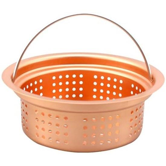 Shimomura Kihon Drainage Hole Garbage Catcher Pure Copper Shallow Type Made Japan 13.4cm Antibacterial Slime Odor Prevention Ion Handle Easy Clean