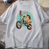 Cat Motorcycle T Shirt Casual Cotton Short Sleeve Tshirt for Unisex Japanese Style Vintage Graphic Tees Unisexs Clothes Streetwear