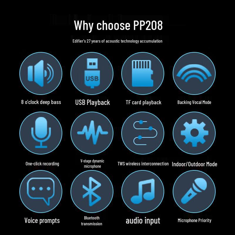 EDIFIER PP208 8-inch Bluetooth Trolley Speaker with Heavy Bass