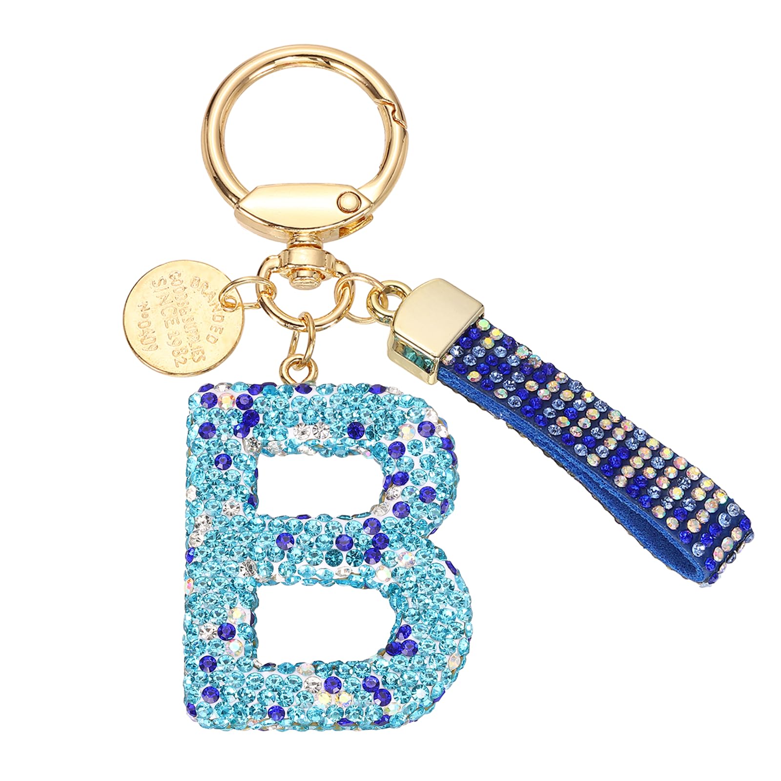 

[PATIKIL] Initial Letter Keychain, Gift Bling Letter B Keychain, Alphabet Key Ring, Handbag Accessory for Women, Shiny and Cute Backpack Bag Car Key