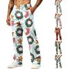 Men's Fashion Casual Loose Fit Wide Leg Christmas Print Sports Pants with Pockets