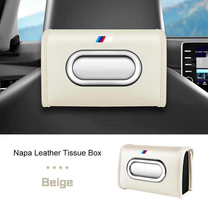 DKXA1 Premium Leather Car Tissue Box For BMW X1X3X4 X5 X6 X7 Series 1 2 3 5 7 F15 F16 F40 IX3 G20 G30 Z3 Z4 M5 Napkin Case Kleenex Bag