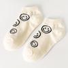 Women's Black Smiley Face Low-Cut Boat Socks - Summer Thin & Breathable Cartoon Design
