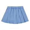 French Cat Denim Pleated Skirt Q52das010n4