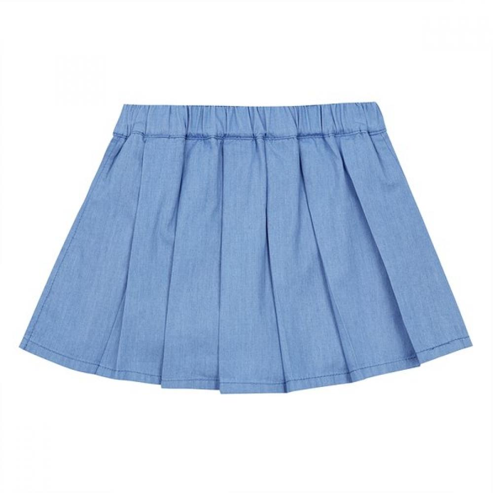 French Cat Denim Pleated Skirt Q52das010n4