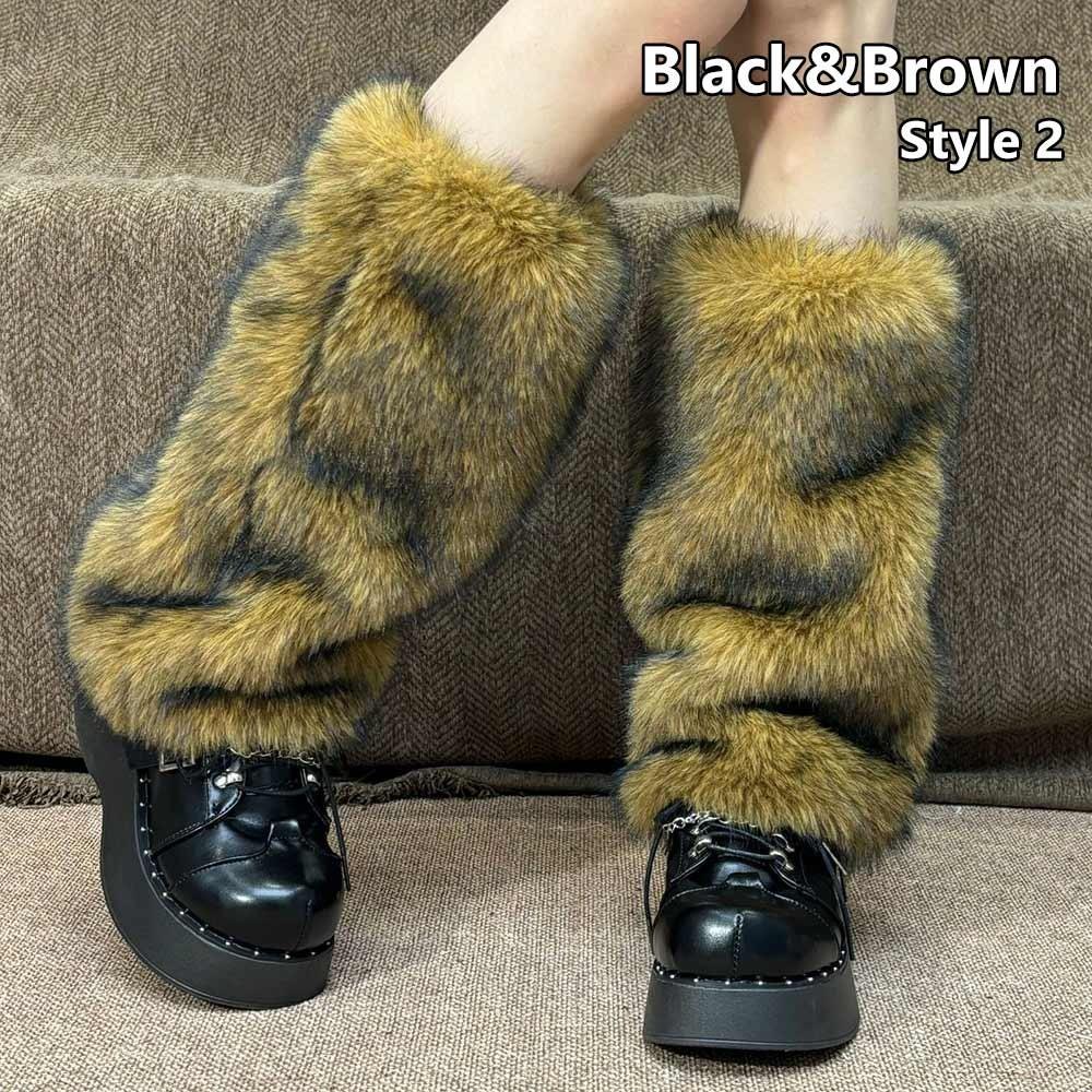 Y2k Zimní návleky na nohy Huňaté návleky na nohy Módní ponožky do bot Dámské Dívčí