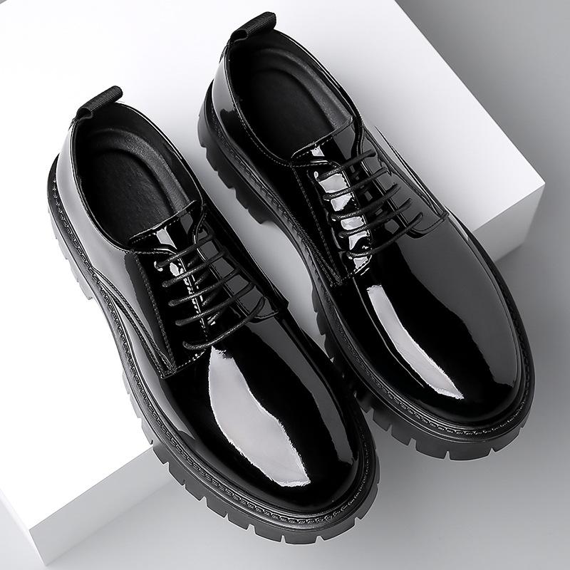 2025 Spring Autumn New dress Shoes for Men Round Head British Style Low Heels Lace-up Casual Daily Work Leather Shoes Man
