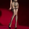 2 In 1 Oil Shiny T Crotch Tights With Punk Garter Belt Shaping Legs One Piece Pantyhose Women Night Club Transparent Hosiery