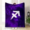 A Glowing White Arrow-like Symbol On a Textured Purple Background. for All Seasons Blanket Lunch Break Throw Gift