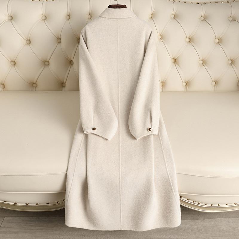2024 autumn and winter new double-sided wool coat simple and fashionable knee-length light luxury high-end woolen coat women