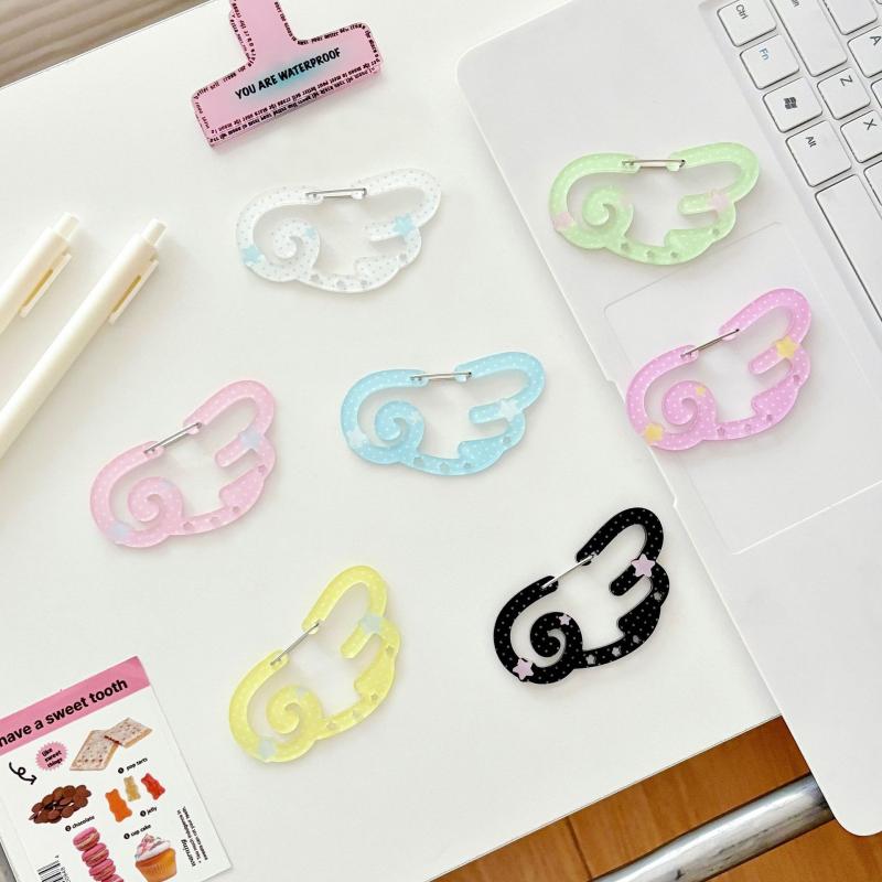 Polka Dot Wings Shape Carabiner Mountaineering Buckle Acrylic Candy Color Buckle Keychain Backpack Multipurpose Keyring Hook