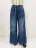 Women's Casual Fashion Retro Mid-rise Wide-leg Pleated Loose Jeans Straight Pants