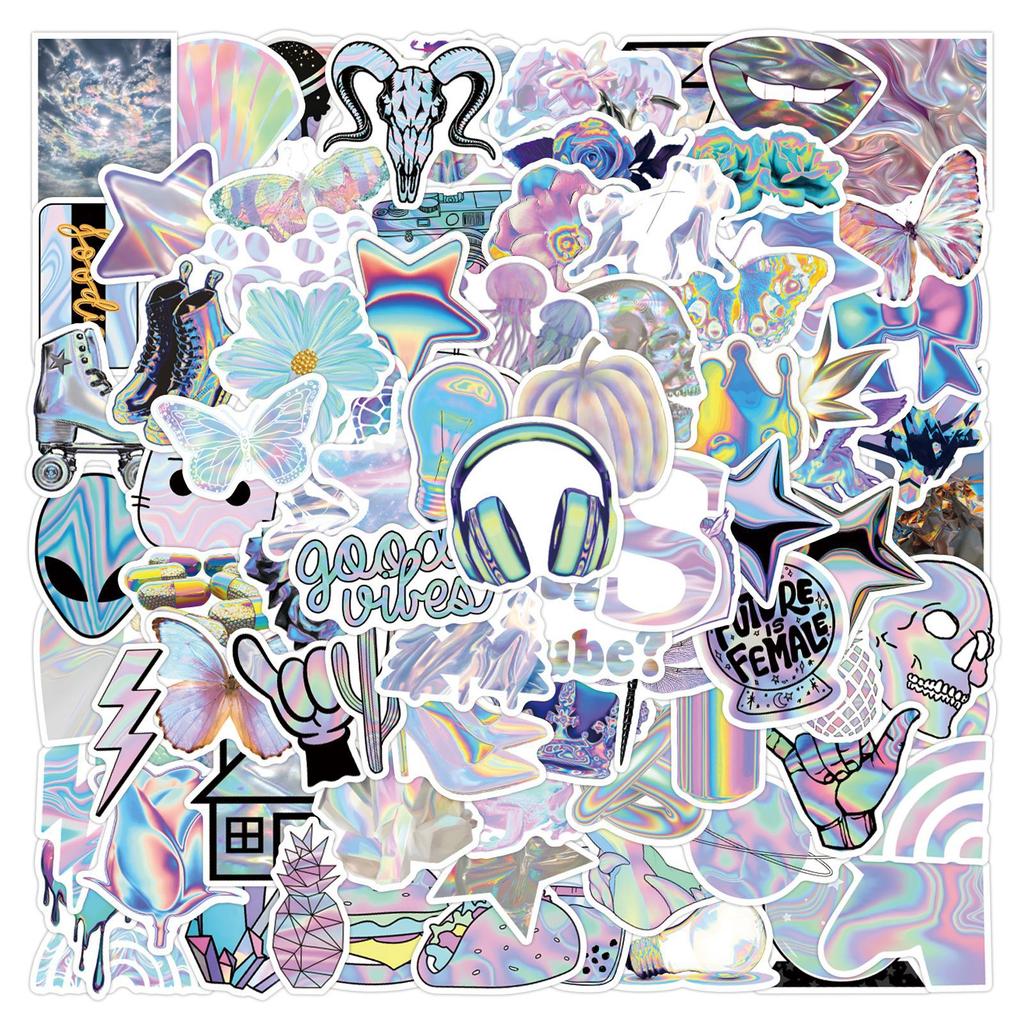 110 Neue Schillernde Graffiti-Sticker Roller Koffer Wasserbecher Cartoon-Sticker