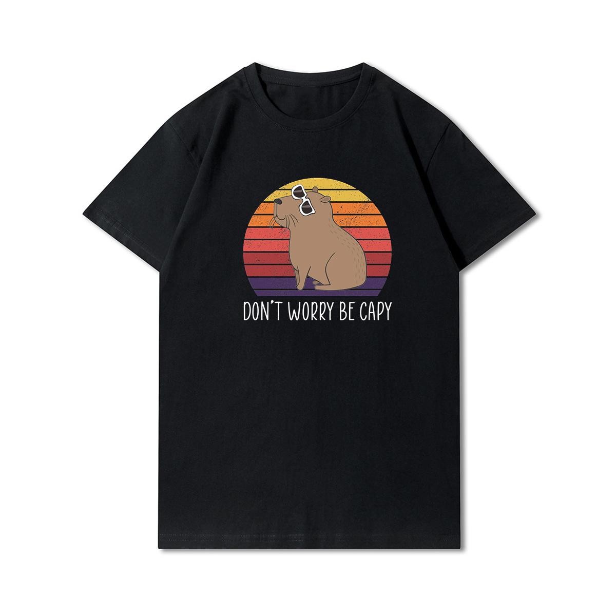 

Плюс размер S-5XL Капибара с принтом спереди мужские футболки с круглым вырезом хлопковые топы повседневные футболки M