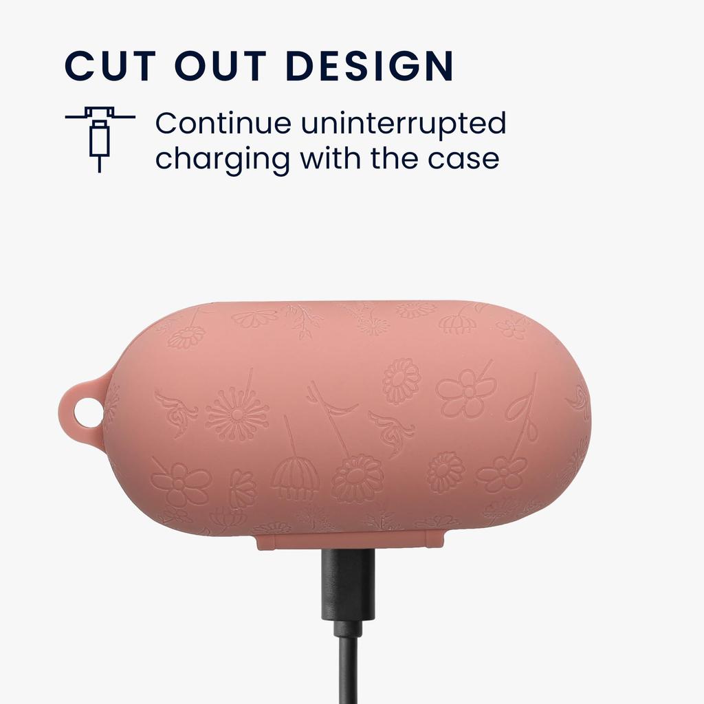 kwmobile Earphone Case Compatible with Sony Case Protective Case Dustproof Shockproof Silicone Embossed Pattern Design WF-C700N -