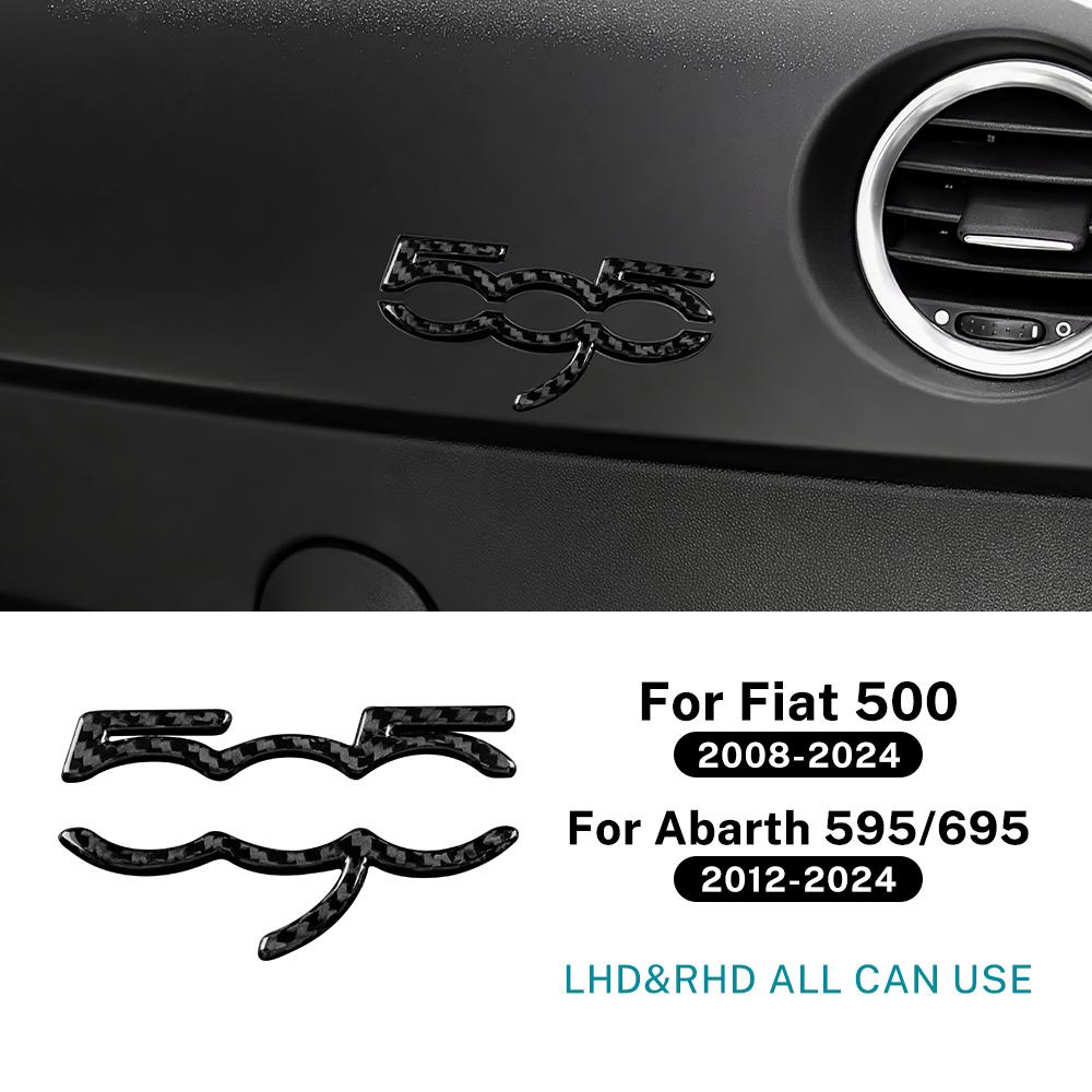 

Real Hard Dry Tricolor Carbon Fiber Sticker For Abarth 595 Fiat 500 2007-2025 LHD RHD Car Dash Badge Conversion Dashboard Trim