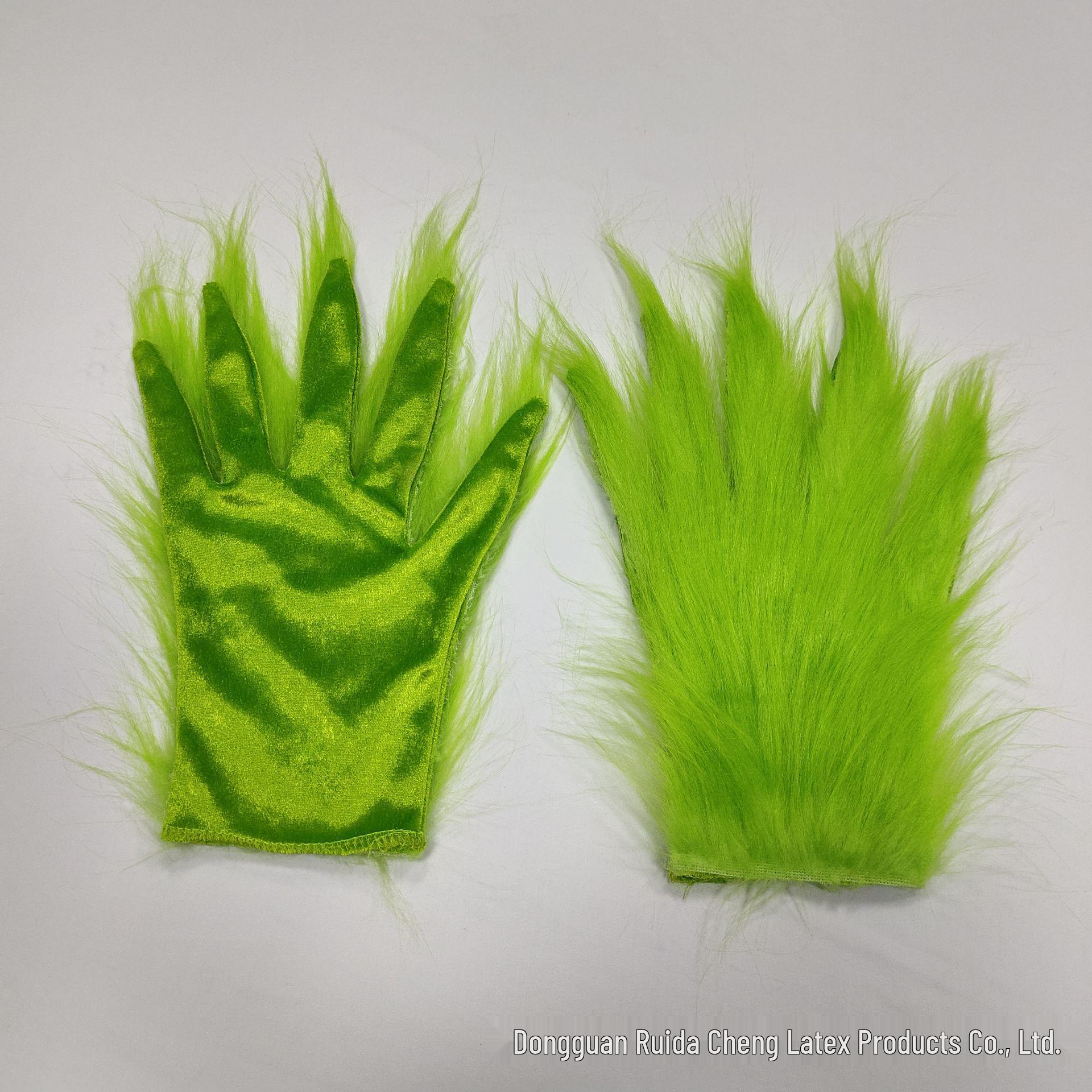 

Зеленые мохнатые перчатки Гринча и набор рождественской маски для ролевой игры в глупого Санту