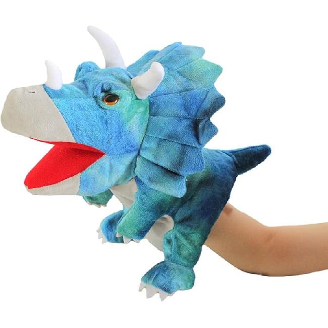 Cute Dinosaur Hand Puppet Funny Plush Stuffed Animal Toy Adults Toddler Huggable Dinosaur Plushies Pretend Play Doll Storytelling Interactive Puppet