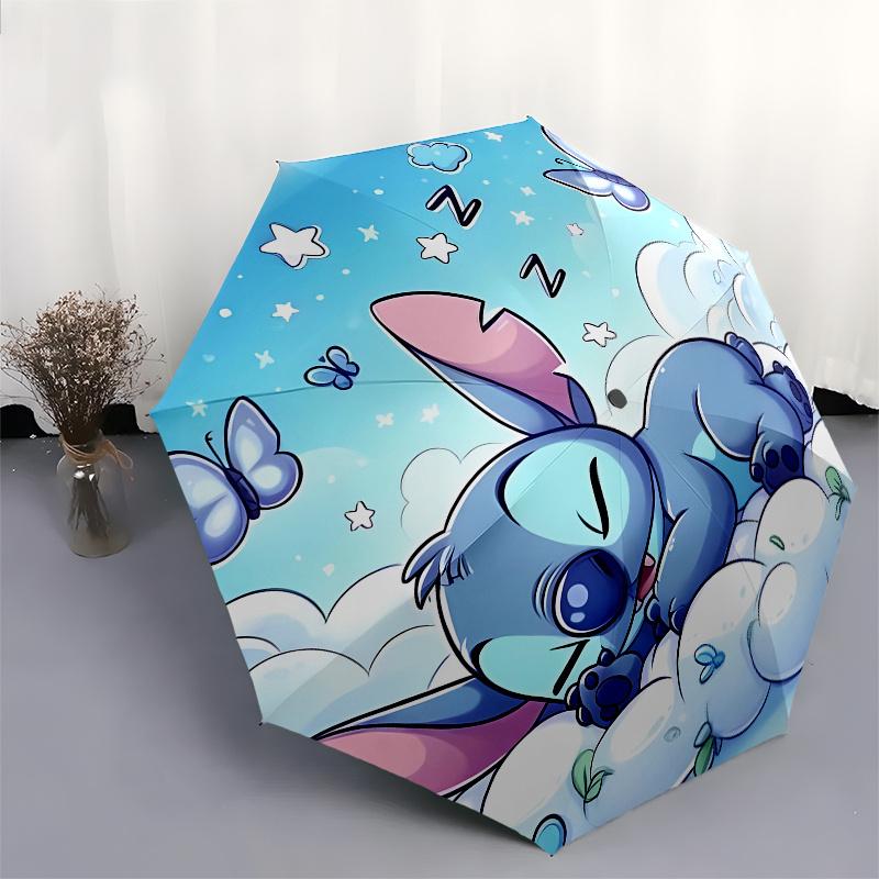 Stitch, Ombrello con Paesaggio Nuvoloso ad Apertura e Chiusura Automatica, Ombrello da Viaggio Compatto, Leggero e Portatile, Adatto per Spiaggia Pendolarismo B