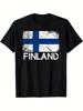 T-Shirt mit finnischer Flagge Retro Geschenkshirt Hergestellt in Finnland Übergröße Tab