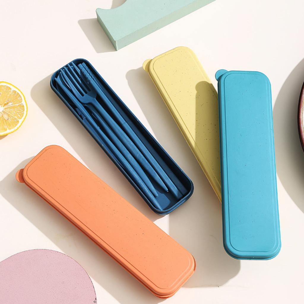 4Pcs/Set Non-slip Tableware Set Good Grip Durable BPA Free Spoon Fork Cutter Chopsticks Cutlery Set