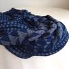 Japanese Batik Navy Blue Scarf Female Polka Dot Triangle Pentagram Double Jacquard Shawl