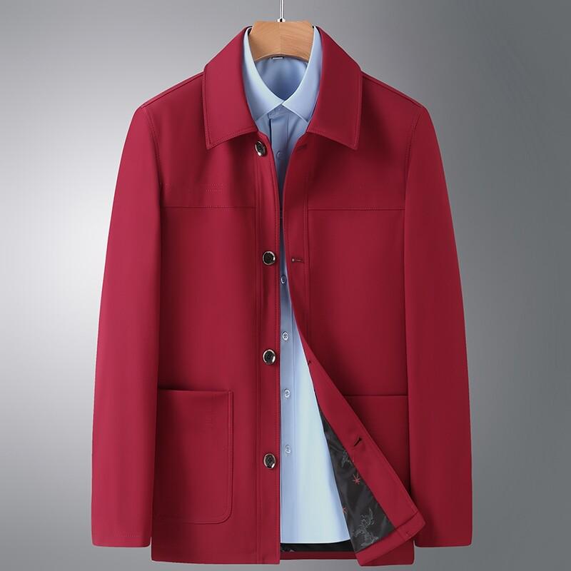 Men's Plus Size Business Casual Jacket - 2021 Autumn Button-Down, Turn-Down Collar, Dad's Outfit for Middle-Aged Men