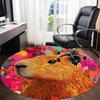 1pc Capybara Print Chair Carpet for Office, Round Non-Slip Durable Large Size Office Carpet, Suitable for Office, Beautiful Decoration