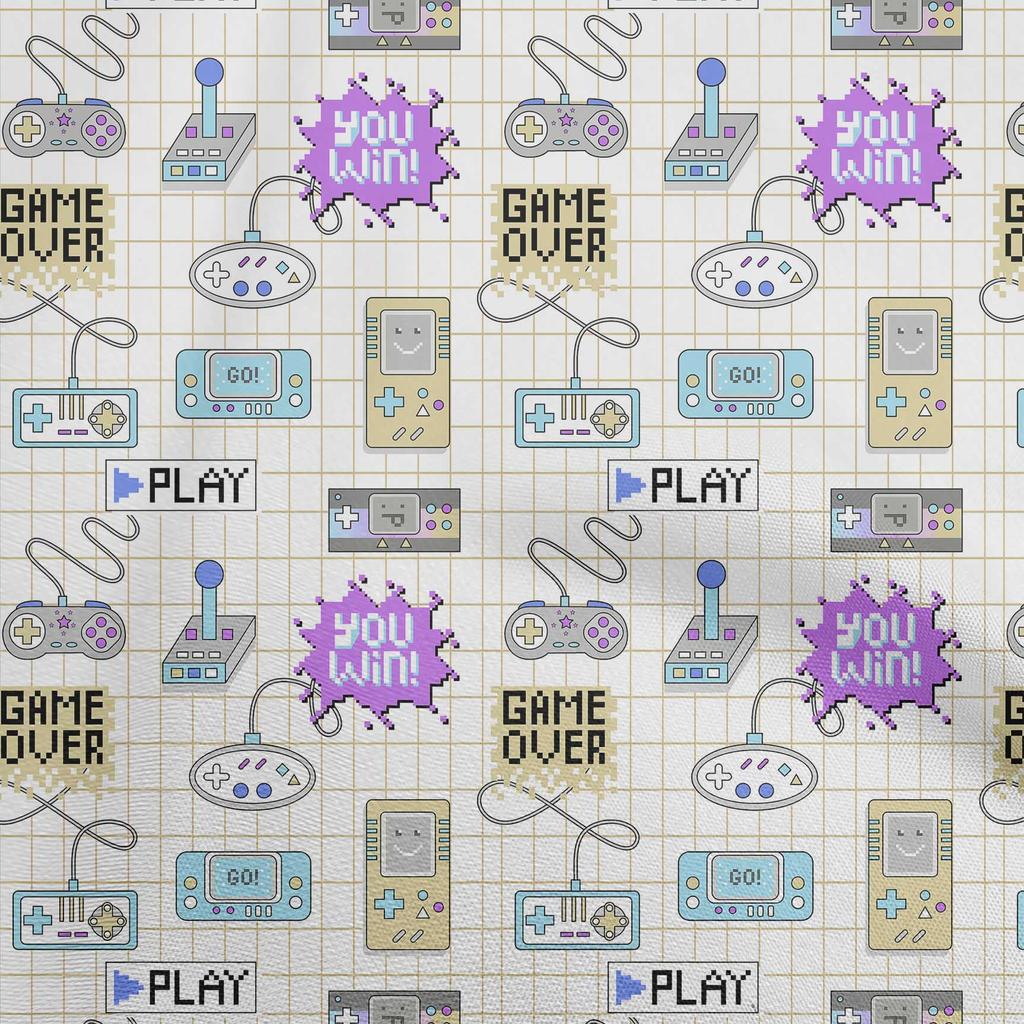oneOone Cotton Flex Brown Fabric Game Video Game Sewing Material Print Fabric By The Yard 40 Inch