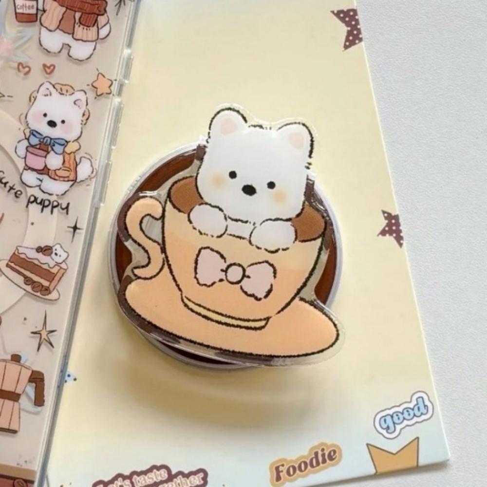 

Корейский Милый Кофе Щенок Для Magsafe Телефон Магнитный Грипток Подставка Для iPhone Смешной Складной Беспроводной Зарядный Чехол Держатель