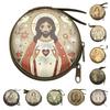 Virgin Mary Prayer Rosary Storage Bag Round Iron Artwork Religious Jewelry Box Cartoon Elegant Religious Articles Catholic Use