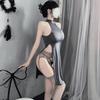770 Plus Size Sexy Lingerie Slit Cheongsam Dress - Buttock-Revealing Summer Pajamas for Women, High Elasticity, Ideal for Roleplay