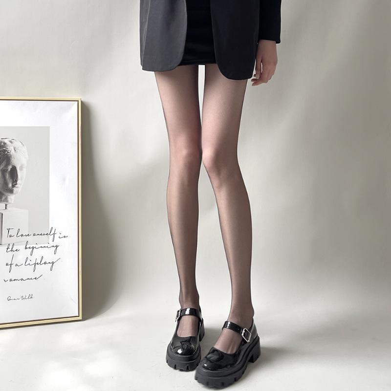 Ultra-Sheer Polka Dot Black Silk Stockings with Velvet, Cut-to-Fit, Women's Spring/Fall Style