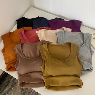 Korean Style Wide Shoulder Square Neck Thickened Camisole Slim Fit Warm Design