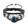 Pop Retro Rock Band Tokio Hotel Bill Kaulitz Band Black Rope Button Glass Cabochon Leather Bracelet Jewelry Charm Fans