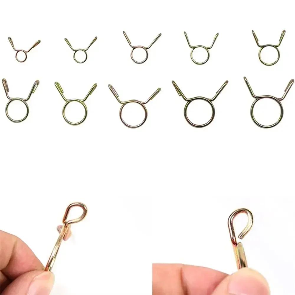 10Pcs 5-31MM Zinc Plated Air Tubing Hose Clamps Adjustable Fuel Tube Water Pipe Fixed Clip Spring Clamps Assortment Kit Durable