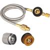 2 Feet Gas Adapter Extension Braided Hose Propane/Butane/Isobutane Small Tank Input EN417 Lindal Valve Output