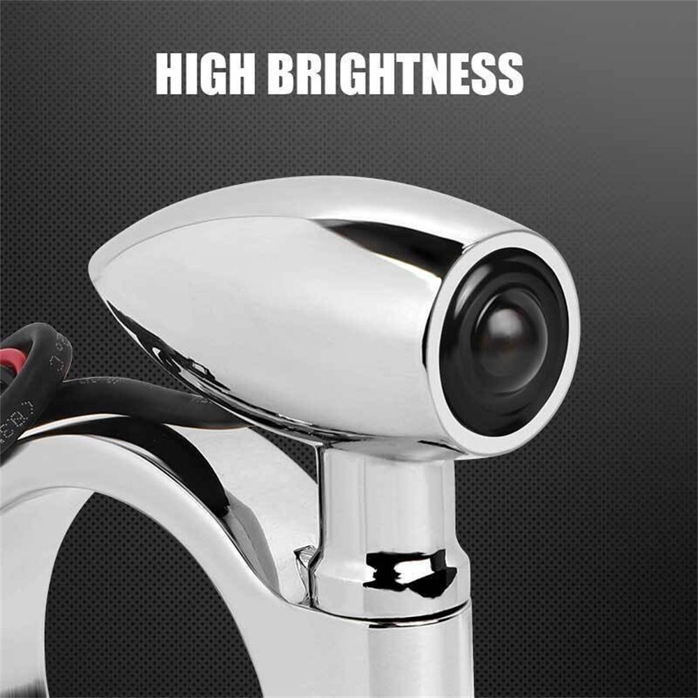 2Pcs Chrome Motorcycle LED Turn Signal Lights 41mm Fork Clamp Blinker Amber Indicator
