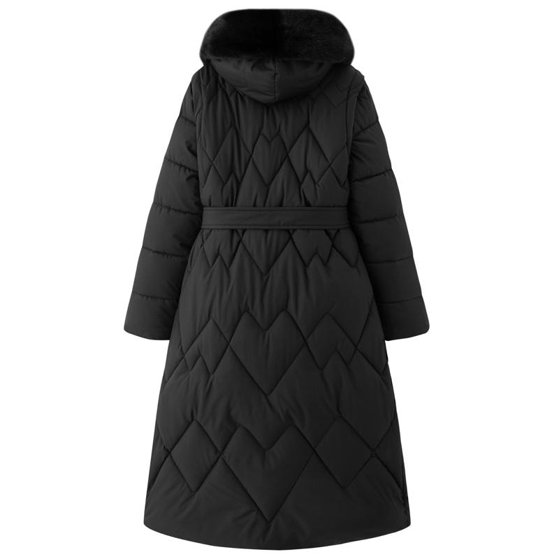 Sleeves Detachable Fashion Woman Parkas Winter Long Coats With Belt Hooded Thick Female Jackets