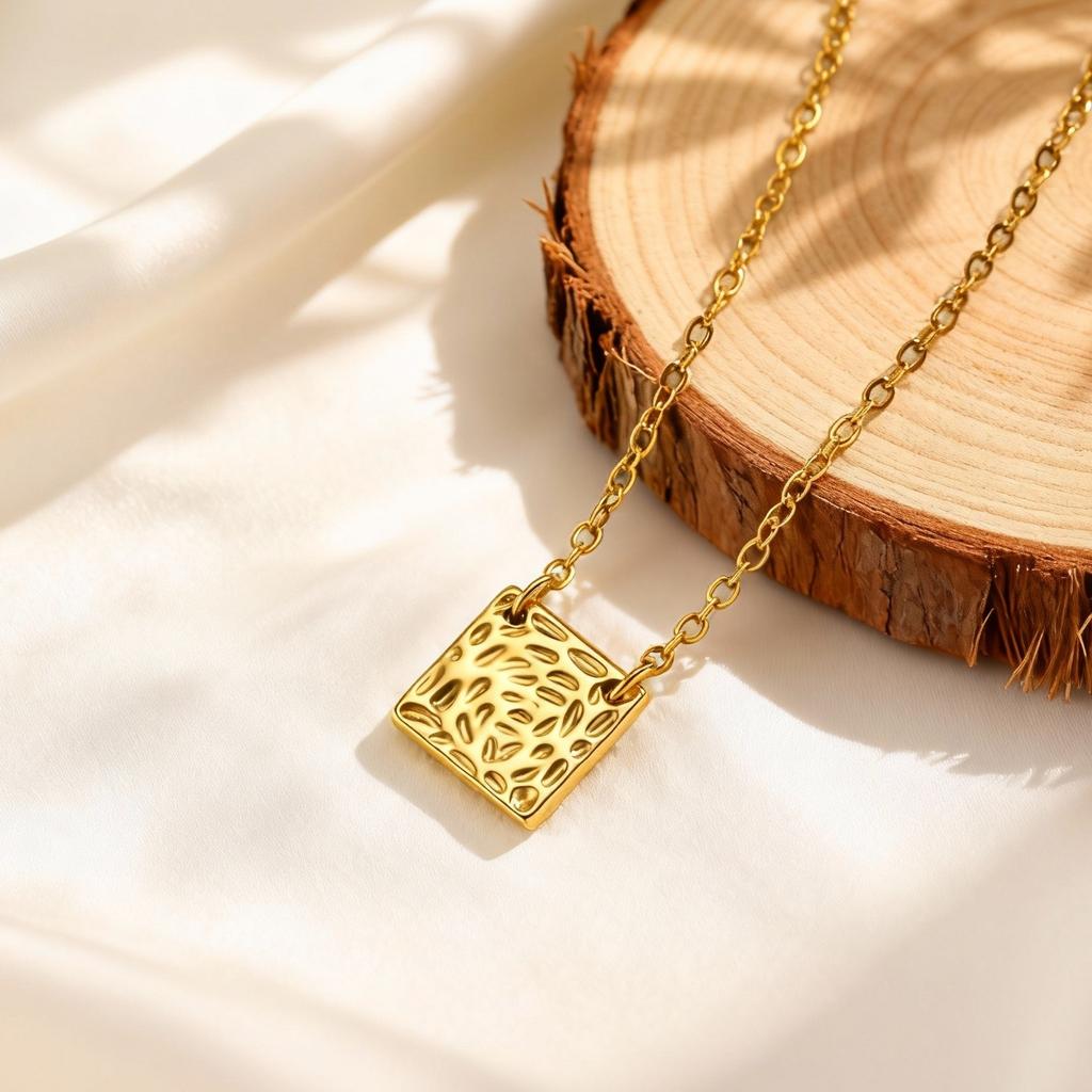 Stainless Steel Saint Benedict Necklace Square Pendant Women's Gold Plated Geometric Necklaces,Holy Jewelry Gift