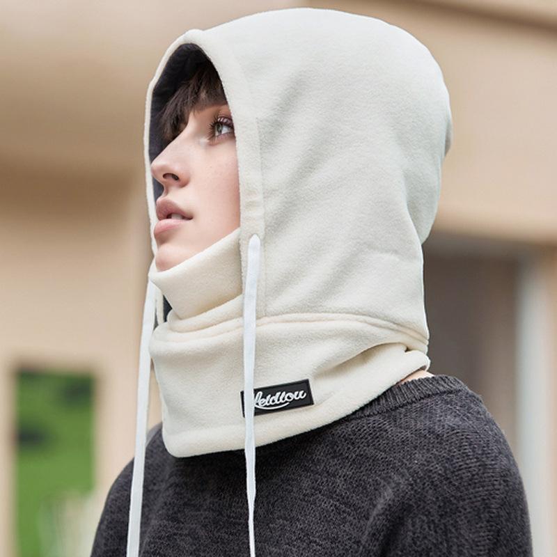 Windproof Hat for Men's New Winter Integrated Scarf Outdoor Cycling Ear Protection Warm Cotton Hat Cold Proof Plus Velvet Leeve Hat