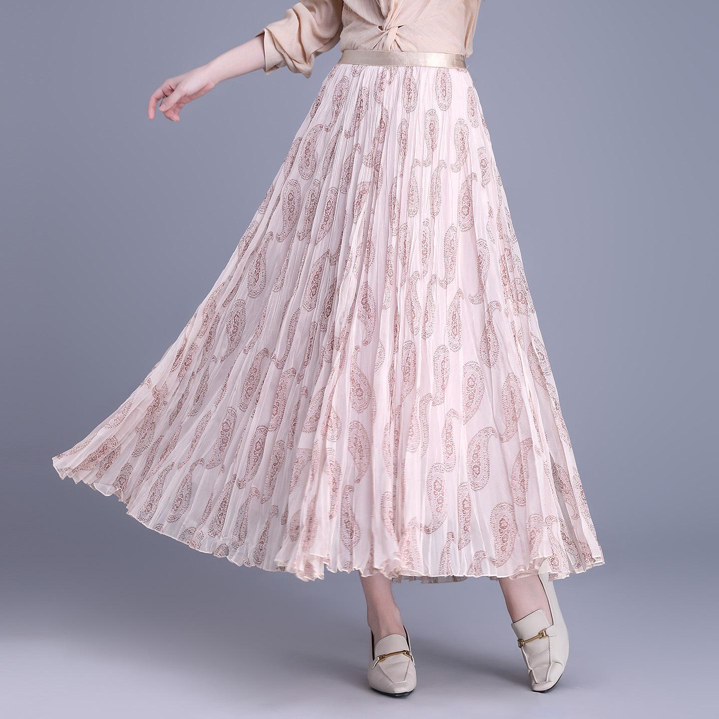 2026 New Women s Retro Pleated Ruffled Hem Mesh Skirt with Elastic Waist for Early Spring One Size