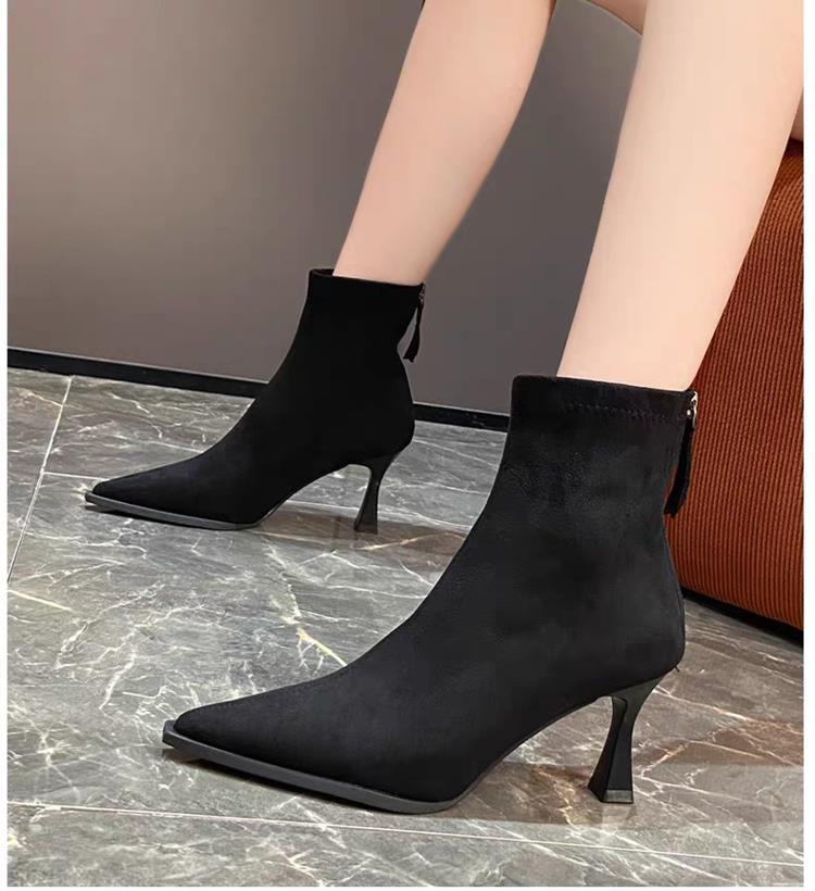 

Модные ботильоны женские универсальные 2025 осень новые темпераментные тонкие ботильоны леопардовый принт острый носок тонкий каблук замшевые на высоком каблуке короткие ботильоны 40