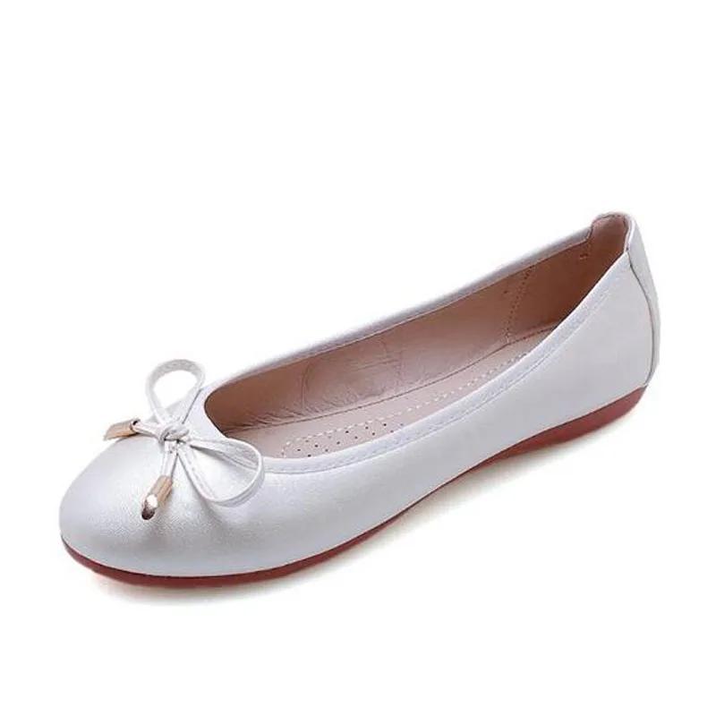 YAERNBig Size 42/43 Ladies Single Shoes Bowtie Flats Patent Leather Loafers Women Round Toe Roll-Up Shoes Woman Bridesmaid Flats