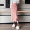Split Knit Hip Hugging Fish Tail Half Skirt for Women In Spring and Autumn New High Waist Slimming Striped Mid Length Skirt