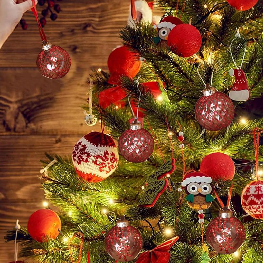 Christmas Balls Shatterproof 9 Pieces Christmas Tree Decorations 3.15in Transparent Painted Globe PET Decorations For Party