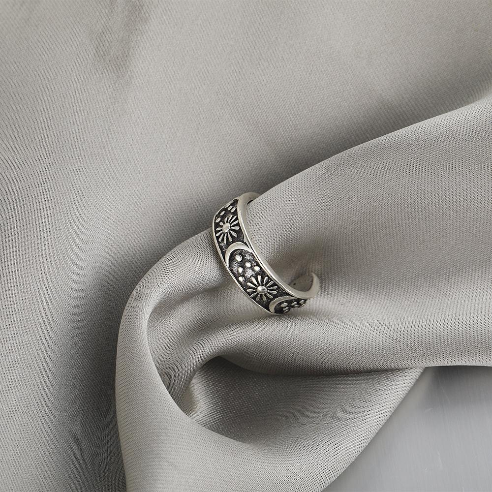 Vintage Sun Moon Stars Ring For Women Men Silver Color Punk Gothic Ring Unisex Accessories Handmade Designer Jewelry Lover Gift