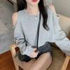 Vintage Off Shoulder  Tshirts For Woman Long-Sleeved T-Shirt Women's 2020 Korean Round Neck Loose Solid Color All-Match