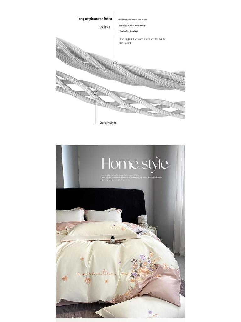 Luxusní vyšívaná ložní souprava z bavlny s dlouhým vláknem - Série Dream (4-dílný)